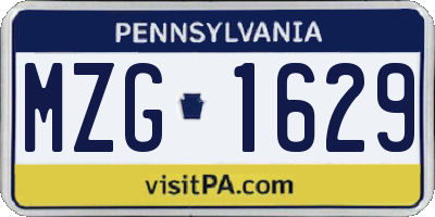 PA license plate MZG1629
