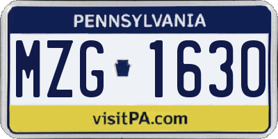 PA license plate MZG1630