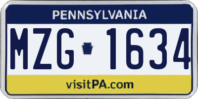 PA license plate MZG1634