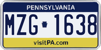 PA license plate MZG1638