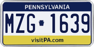 PA license plate MZG1639