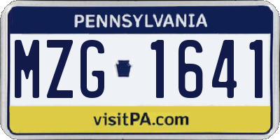 PA license plate MZG1641