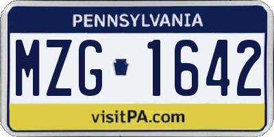 PA license plate MZG1642