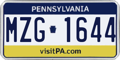 PA license plate MZG1644