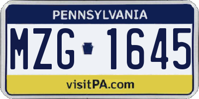 PA license plate MZG1645
