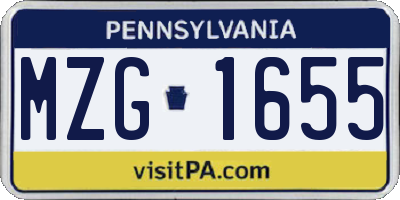 PA license plate MZG1655