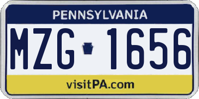 PA license plate MZG1656