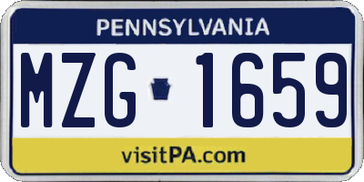 PA license plate MZG1659