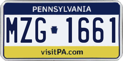 PA license plate MZG1661