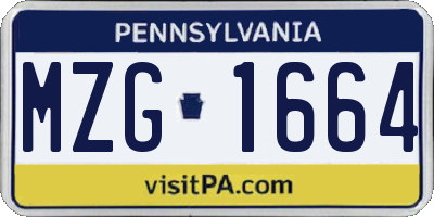 PA license plate MZG1664