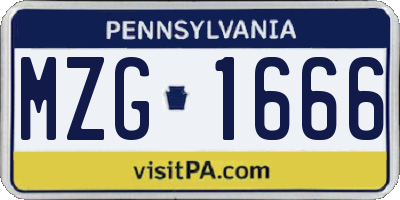 PA license plate MZG1666
