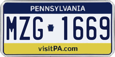 PA license plate MZG1669