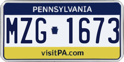 PA license plate MZG1673