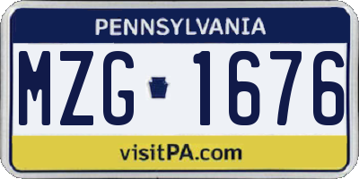 PA license plate MZG1676