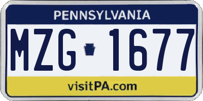 PA license plate MZG1677