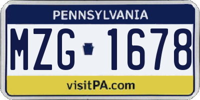 PA license plate MZG1678