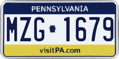 PA license plate MZG1679