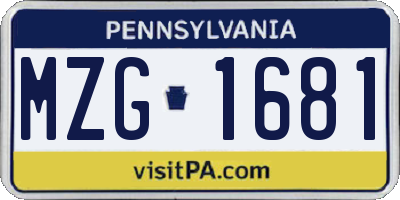 PA license plate MZG1681
