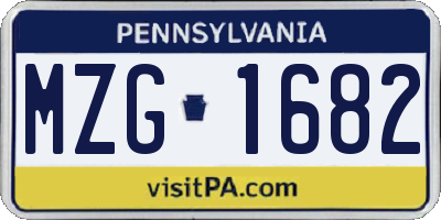 PA license plate MZG1682