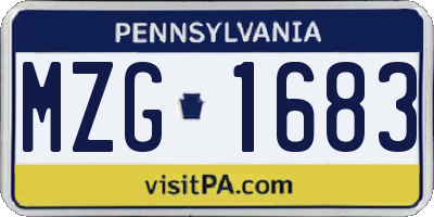 PA license plate MZG1683