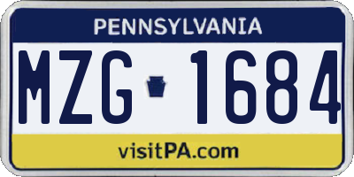 PA license plate MZG1684