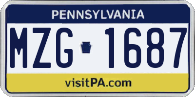 PA license plate MZG1687