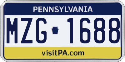 PA license plate MZG1688