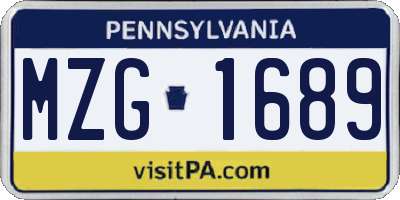 PA license plate MZG1689