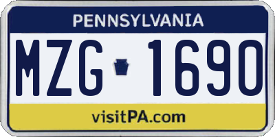 PA license plate MZG1690