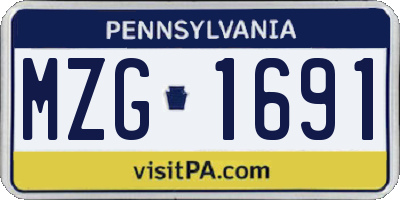 PA license plate MZG1691