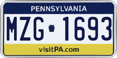 PA license plate MZG1693