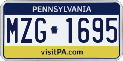 PA license plate MZG1695