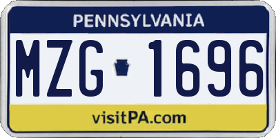 PA license plate MZG1696