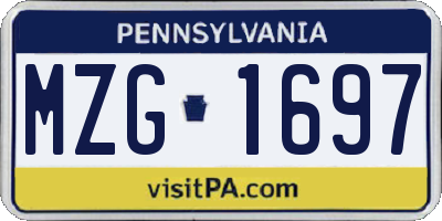 PA license plate MZG1697