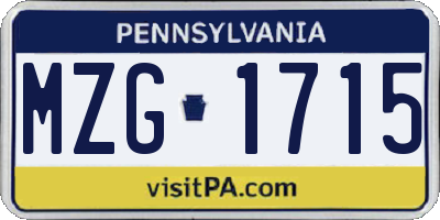 PA license plate MZG1715