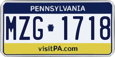PA license plate MZG1718