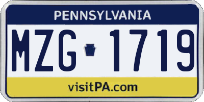 PA license plate MZG1719