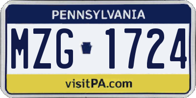 PA license plate MZG1724