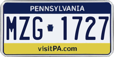 PA license plate MZG1727