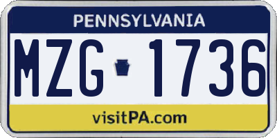 PA license plate MZG1736