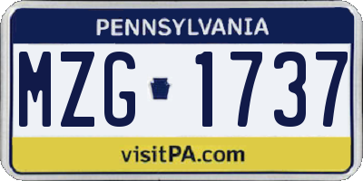 PA license plate MZG1737