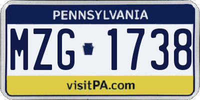 PA license plate MZG1738