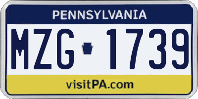 PA license plate MZG1739