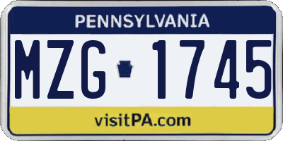 PA license plate MZG1745