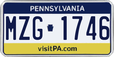PA license plate MZG1746