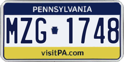 PA license plate MZG1748