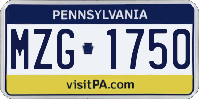 PA license plate MZG1750