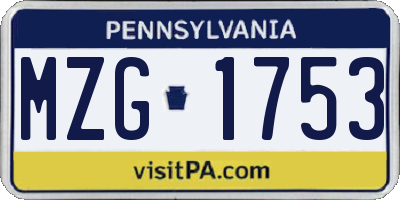 PA license plate MZG1753