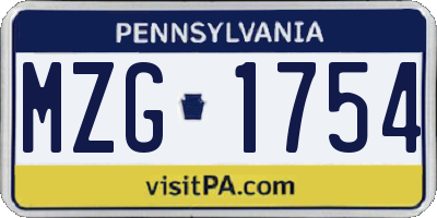 PA license plate MZG1754