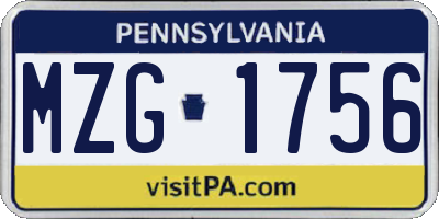 PA license plate MZG1756